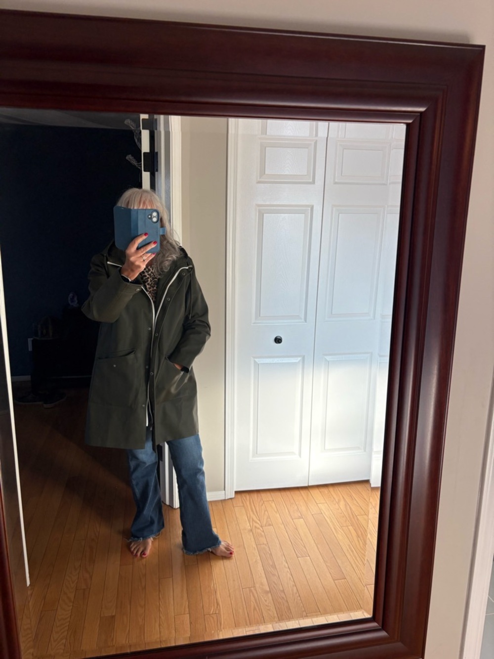 Levi's Olive Green Hooded Rain Jacket with Mesh Lining